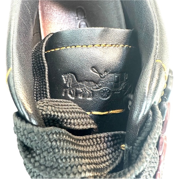 Coach Tea Rose Low Top, Leather Sneakers Black/Floral Details Women’s Size: 7.5 - Picture 11 of 16